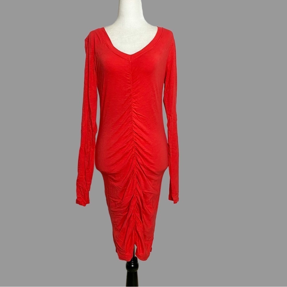❤️ M ❤️ NWT Anthro Sundry Ruched Mini Dress Long Sleeve Stretch Stretch